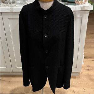EUC Armani Collezioni black waffle weave unlined 4 button jacket front pockets